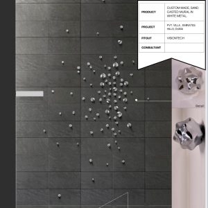 Custom Made, Sand Casted Mural in White Metal